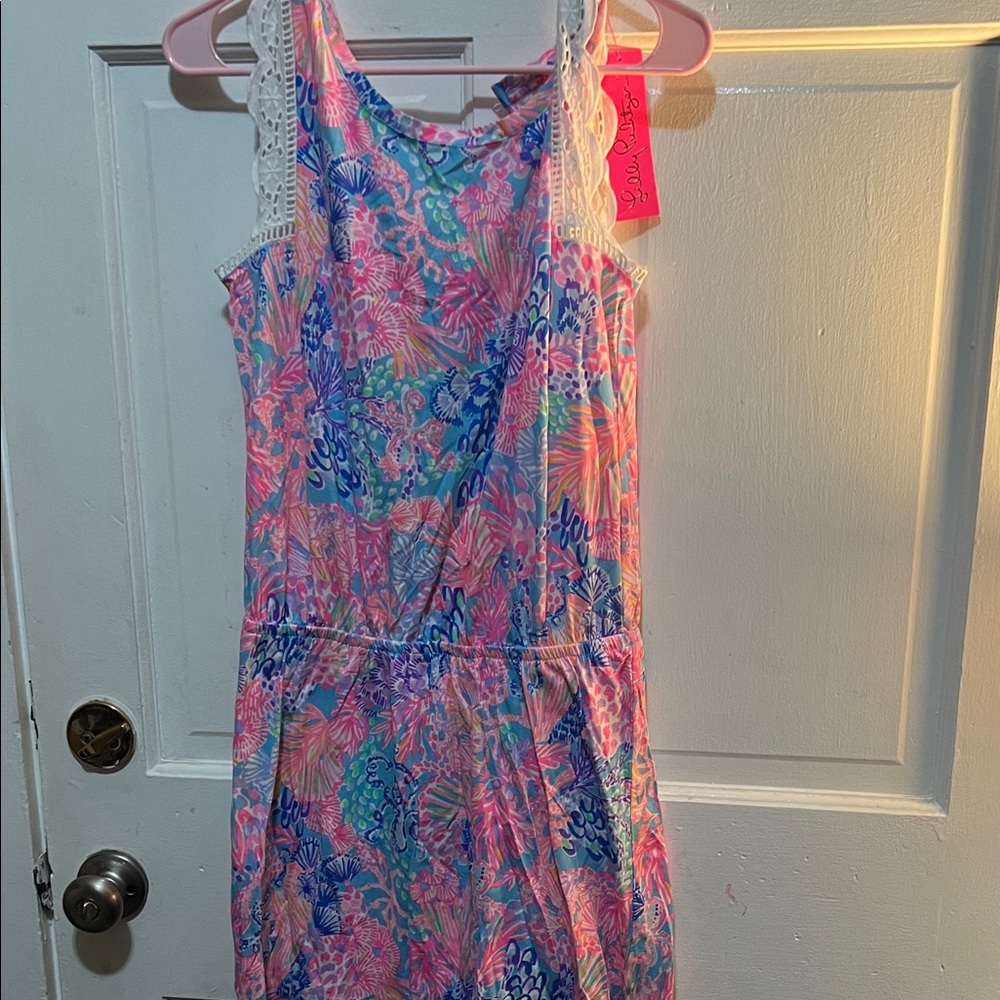 Colorful Sleeveless Dress with Lace Details